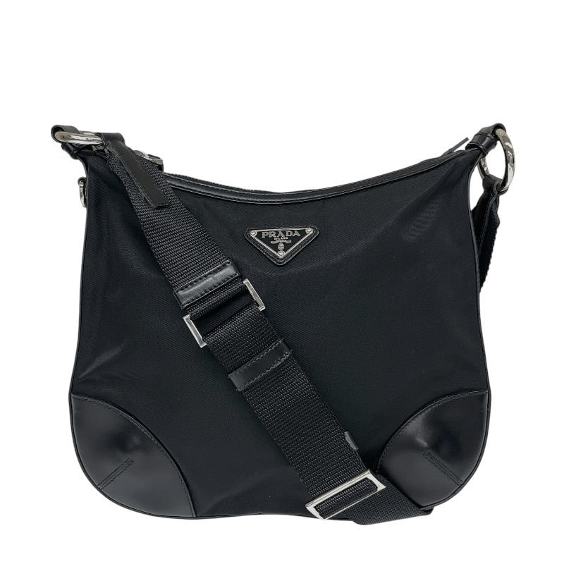 【PRADA】プラダ クロスボディ BT0541 ショルダーバッグ ナイロン レディース 三角プレート 黒 ブラック レザー