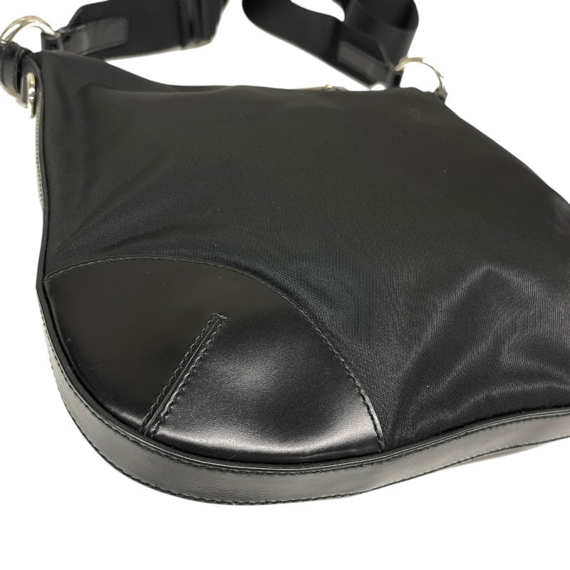 【PRADA】プラダ クロスボディ BT0541 ショルダーバッグ ナイロン レディース 三角プレート 黒 ブラック レザー