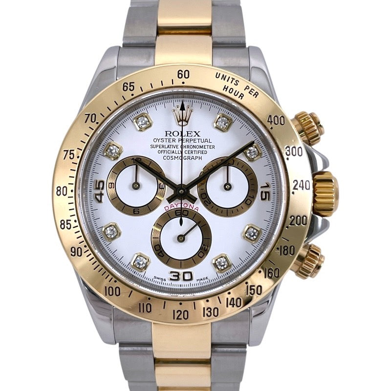 【ROLEX】ロレックス コスモグラフ デイトナ 116523G 腕時計 SS/YG メンズ K番 クロノグラフ 8Pダイヤ 白文字盤