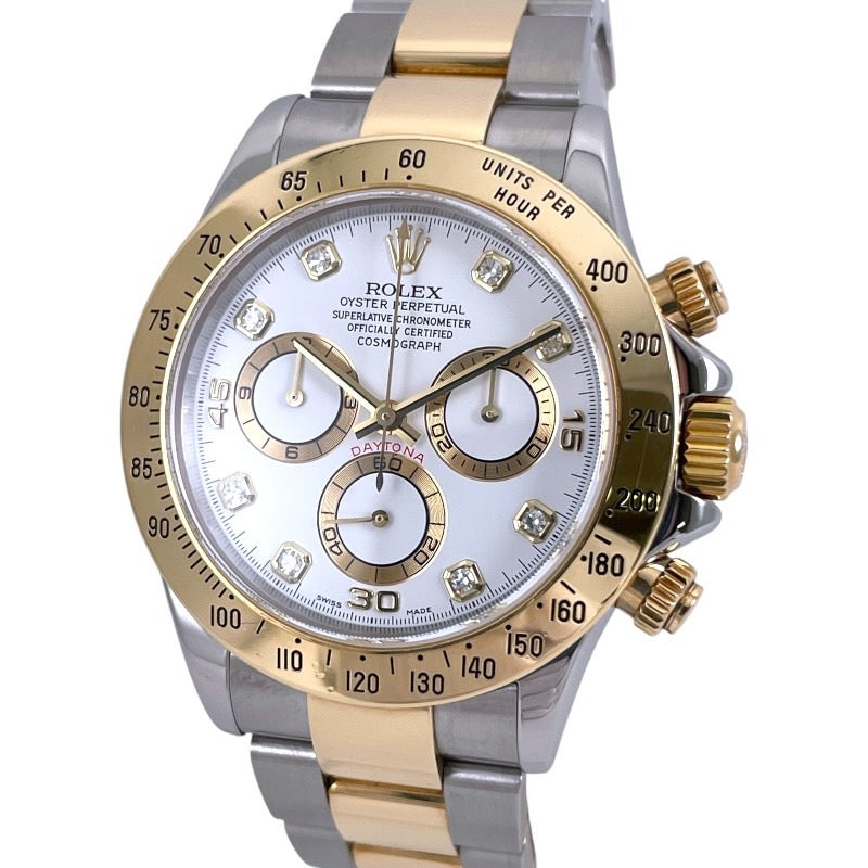 【ROLEX】ロレックス コスモグラフ デイトナ 116523G 腕時計 SS/YG メンズ K番 クロノグラフ 8Pダイヤ 白文字盤