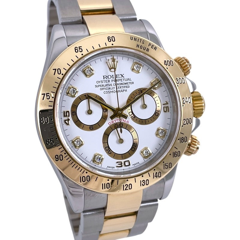 【ROLEX】ロレックス コスモグラフ デイトナ 116523G 腕時計 SS/YG メンズ K番 クロノグラフ 8Pダイヤ 白文字盤