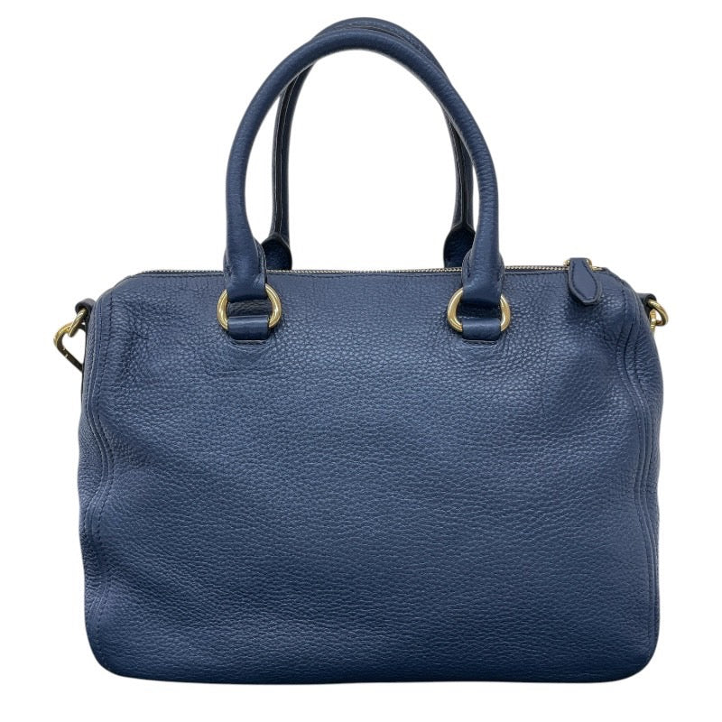 【PRADA】プラダ 2WAY ミニボストン 青 ブルー ハンドバッグ レザー レディース