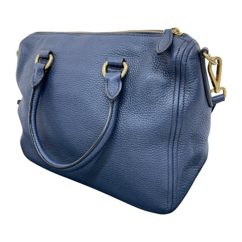 【PRADA】プラダ 2WAY ミニボストン 青 ブルー ハンドバッグ レザー レディース