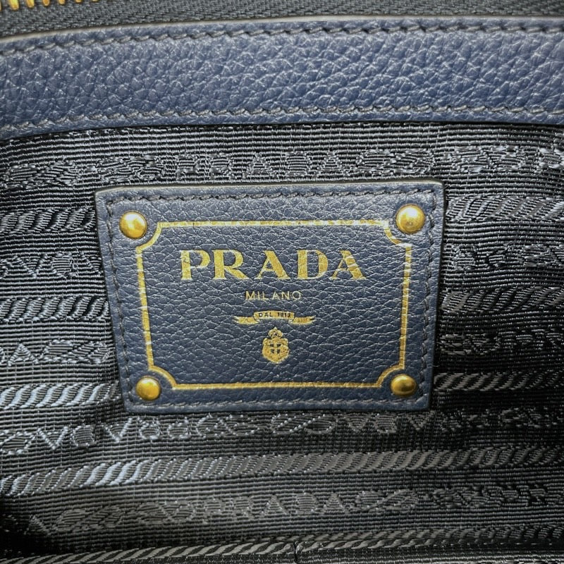 【PRADA】プラダ 2WAY ミニボストン 青 ブルー ハンドバッグ レザー レディース