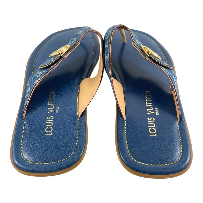 【LOUIS VUITTON】ルイ・ヴィトン モノグラム デニム ビーチサンダル メンズ サイズ40 1/2 ブルー 青