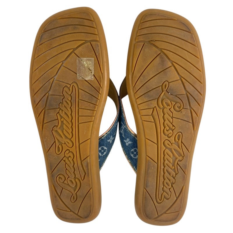 【LOUIS VUITTON】ルイ・ヴィトン モノグラム デニム ビーチサンダル メンズ サイズ40 1/2 ブルー 青