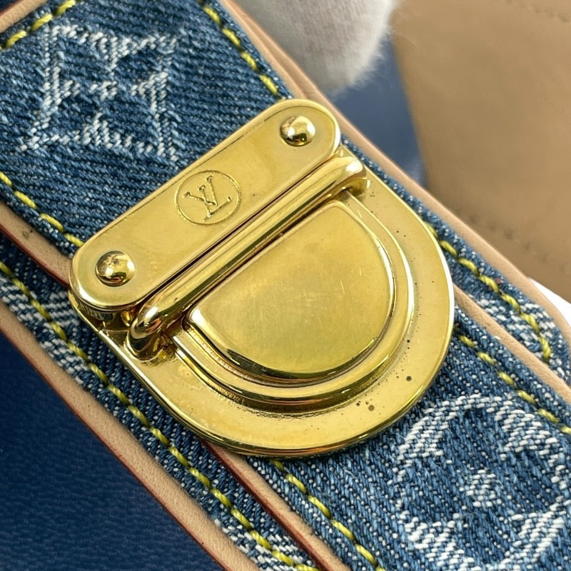 【LOUIS VUITTON】ルイ・ヴィトン モノグラム デニム ビーチサンダル メンズ サイズ40 1/2 ブルー 青