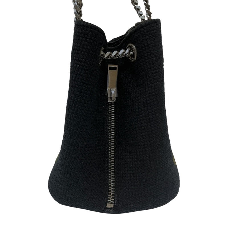 【SAINT LAURENT PARIS】サンローランパリ 2WAY ハンド チェーン 巾着 425068 ショルダーバッグ キャンバス レディース 刺繍 花 フラワー 黒 ブラック