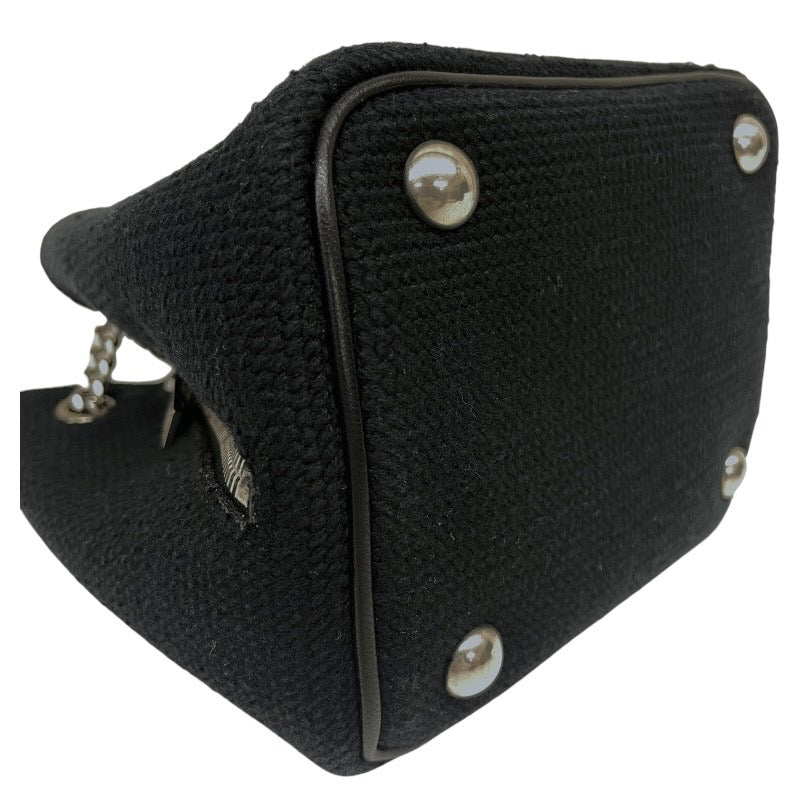 【SAINT LAURENT PARIS】サンローランパリ 2WAY ハンド チェーン 巾着 425068 ショルダーバッグ キャンバス レディース 刺繍 花 フラワー 黒 ブラック
