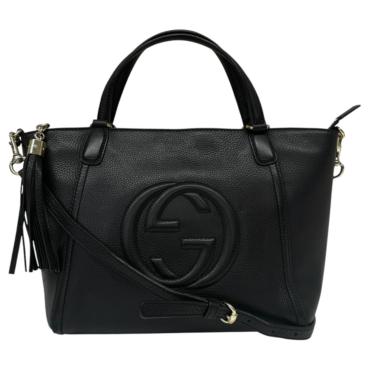 【GUCCI】グッチ SOHO ソーホー 493075 ハンドバッグ レザー レディース 2WAY 黒 ブラック ショルダー インターロッキングG