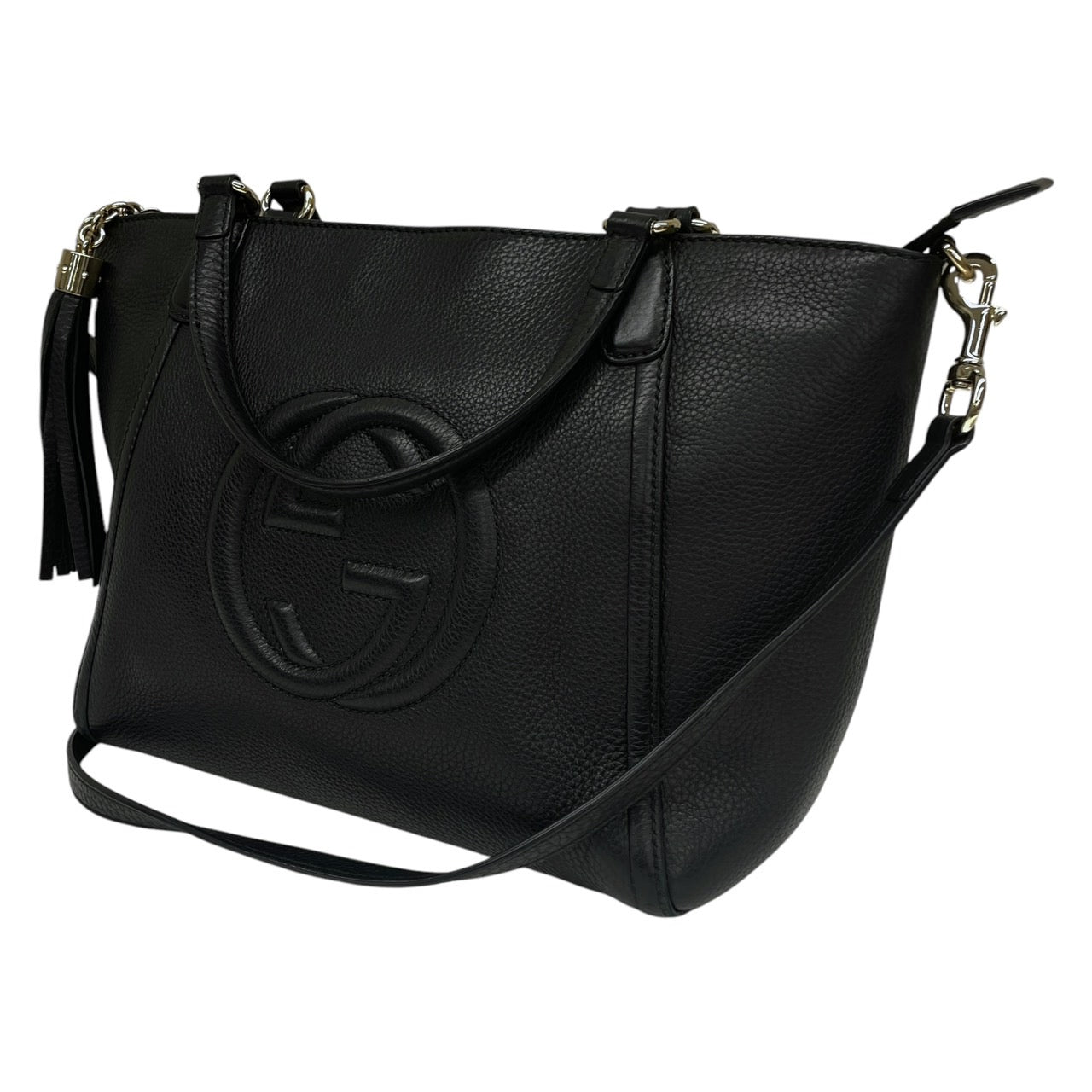 【GUCCI】グッチ SOHO ソーホー 493075 ハンドバッグ レザー レディース 2WAY 黒 ブラック ショルダー インターロッキングG