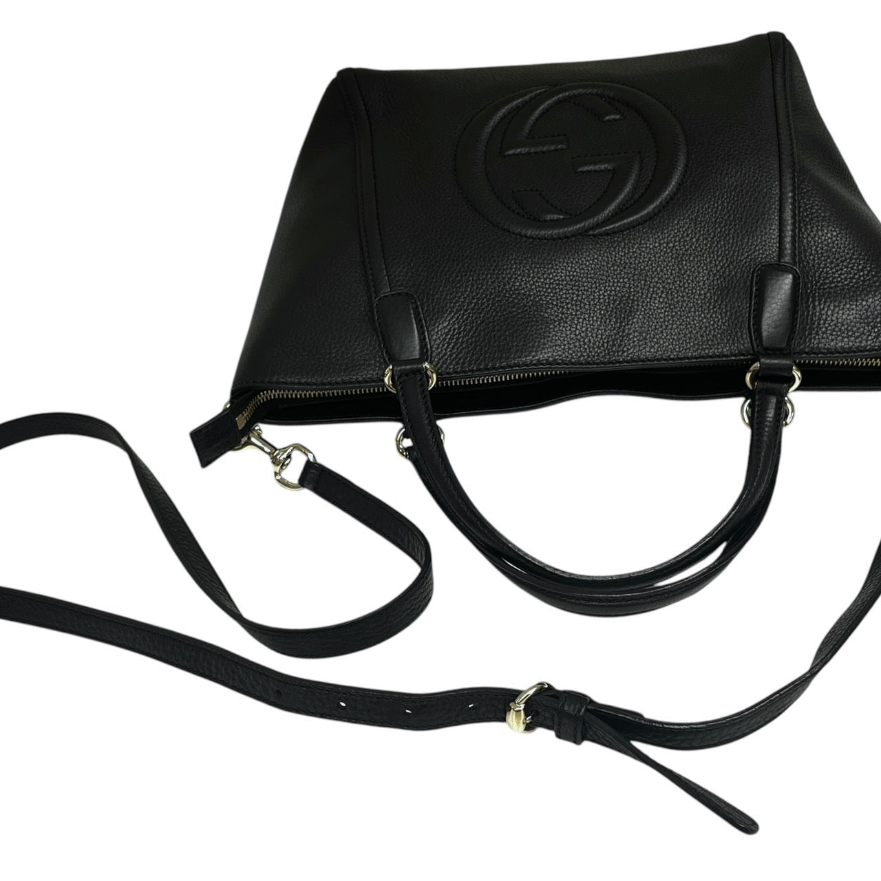 【GUCCI】グッチ SOHO ソーホー 493075 ハンドバッグ レザー レディース 2WAY 黒 ブラック ショルダー インターロッキングG