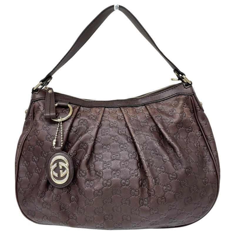 【GUCCI】グッチ スーキー 232955 ショルダーバッグ レザー レディース グッチシマ ワンショル セミショル ハンド ブラウン 茶