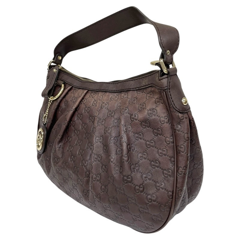 【GUCCI】グッチ スーキー 232955 ショルダーバッグ レザー レディース グッチシマ ワンショル セミショル ハンド ブラウン 茶