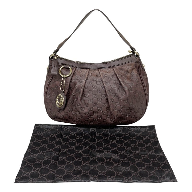 【GUCCI】グッチ スーキー 232955 ショルダーバッグ レザー レディース グッチシマ ワンショル セミショル ハンド ブラウン 茶