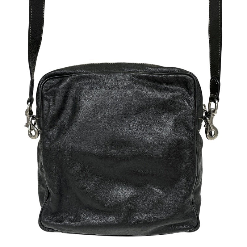 【GUCCI】グッチ クロスボディ 201451 ショルダーバッグ レザー メンズ ロゴ 黒 ブラック オールレザー