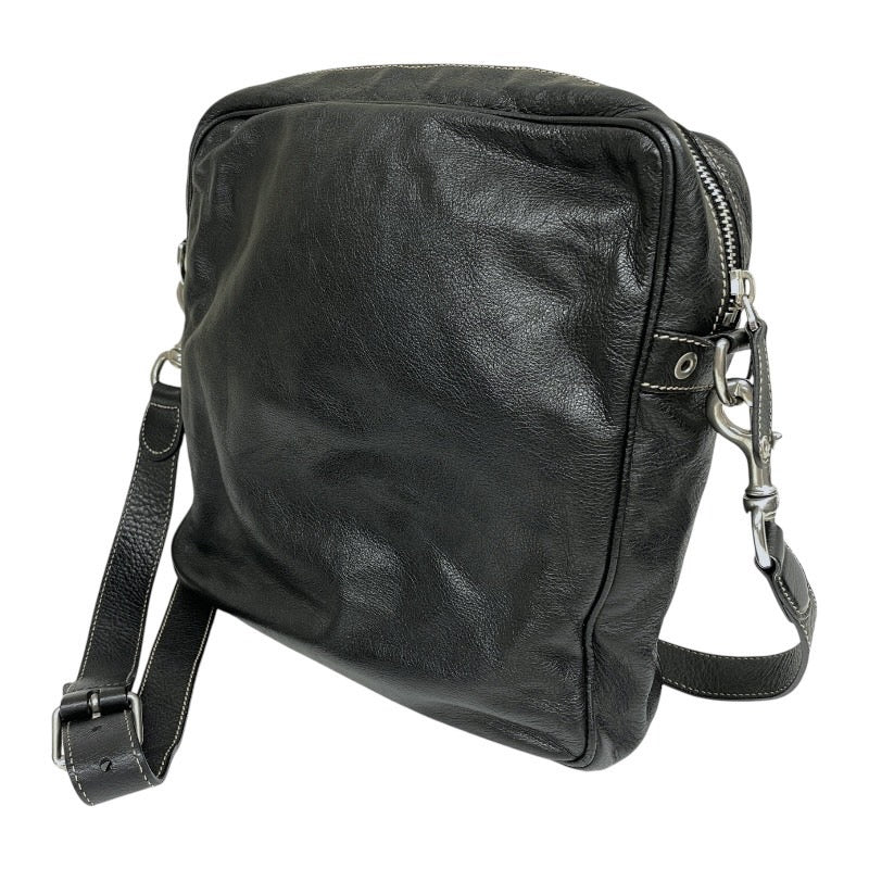 【GUCCI】グッチ クロスボディ 201451 ショルダーバッグ レザー メンズ ロゴ 黒 ブラック オールレザー