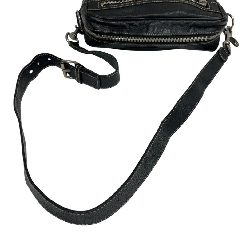 【GUCCI】グッチ クロスボディ 201451 ショルダーバッグ レザー メンズ ロゴ 黒 ブラック オールレザー
