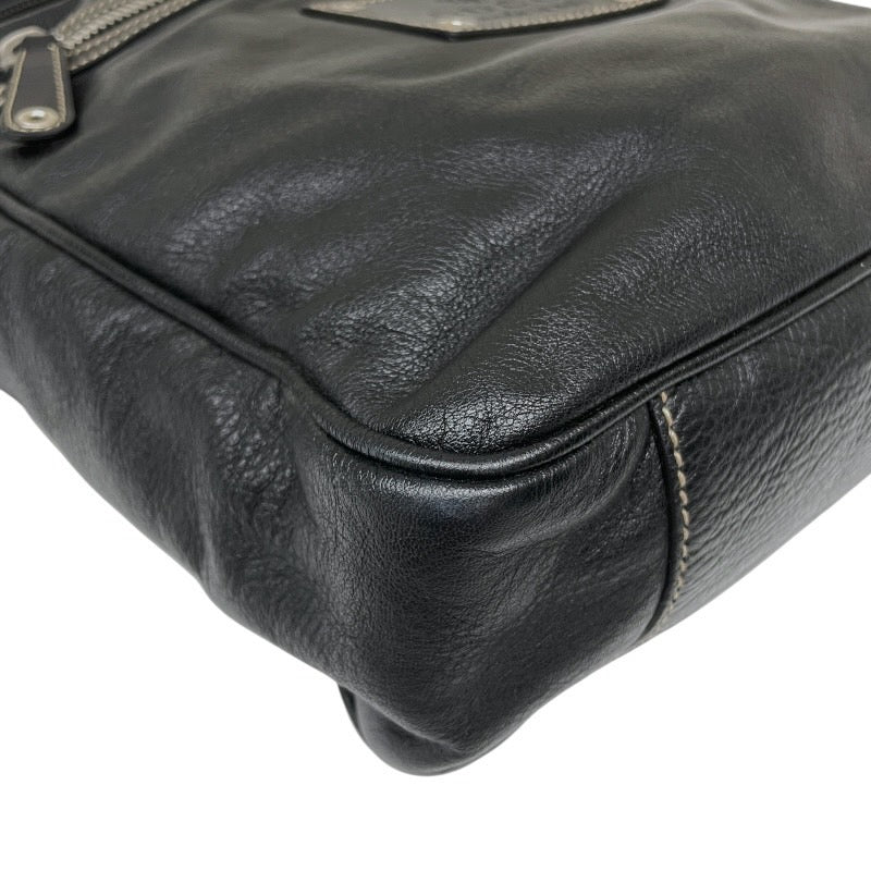 【GUCCI】グッチ クロスボディ 201451 ショルダーバッグ レザー メンズ ロゴ 黒 ブラック オールレザー