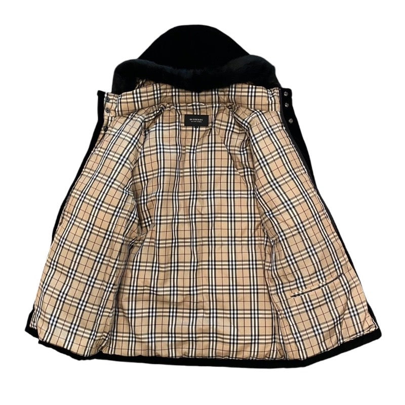【BURBERRY BLACK LABEL】バーバリーブラックレーベル ダウンジャケット メンズ ダウンコート ベロア 黒 ブラック
