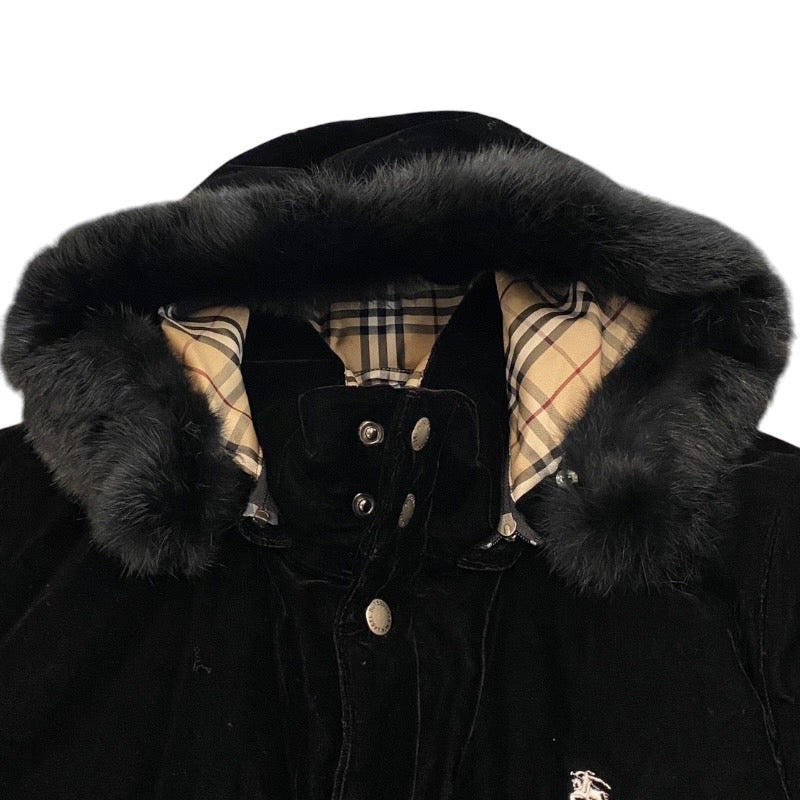 【BURBERRY BLACK LABEL】バーバリーブラックレーベル ダウンジャケット メンズ ダウンコート ベロア 黒 ブラック