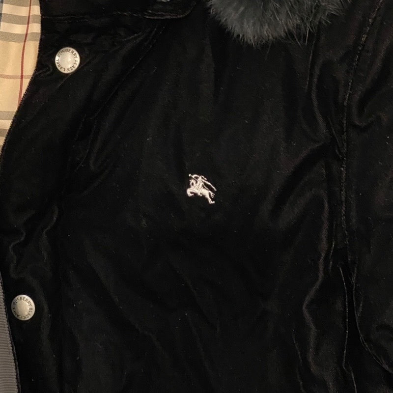 【BURBERRY BLACK LABEL】バーバリーブラックレーベル ダウンジャケット メンズ ダウンコート ベロア 黒 ブラック