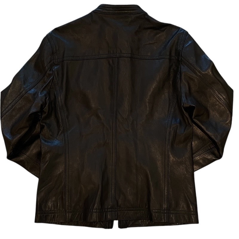 【BURBERRY BLACK LABEL】バーバリーブラックレーベル シングル ライダースジャケット 羊革 メンズ 黒 ブラック