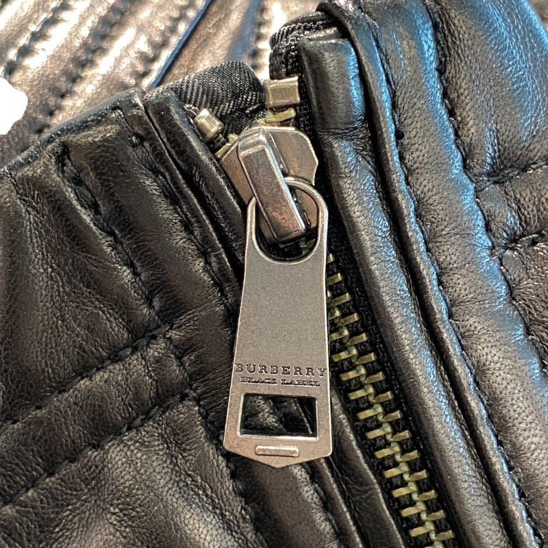 【BURBERRY BLACK LABEL】バーバリーブラックレーベル シングル ライダースジャケット 羊革 メンズ 黒 ブラック