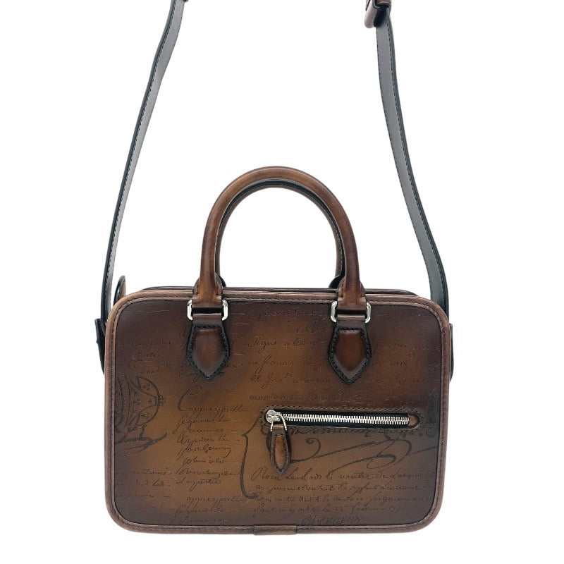 【Berluti】ベルルッティ アンジュール ガリバー ハンドバッグ レザー メンズ 2WAY カリグラフィ ショルダー ブラウン