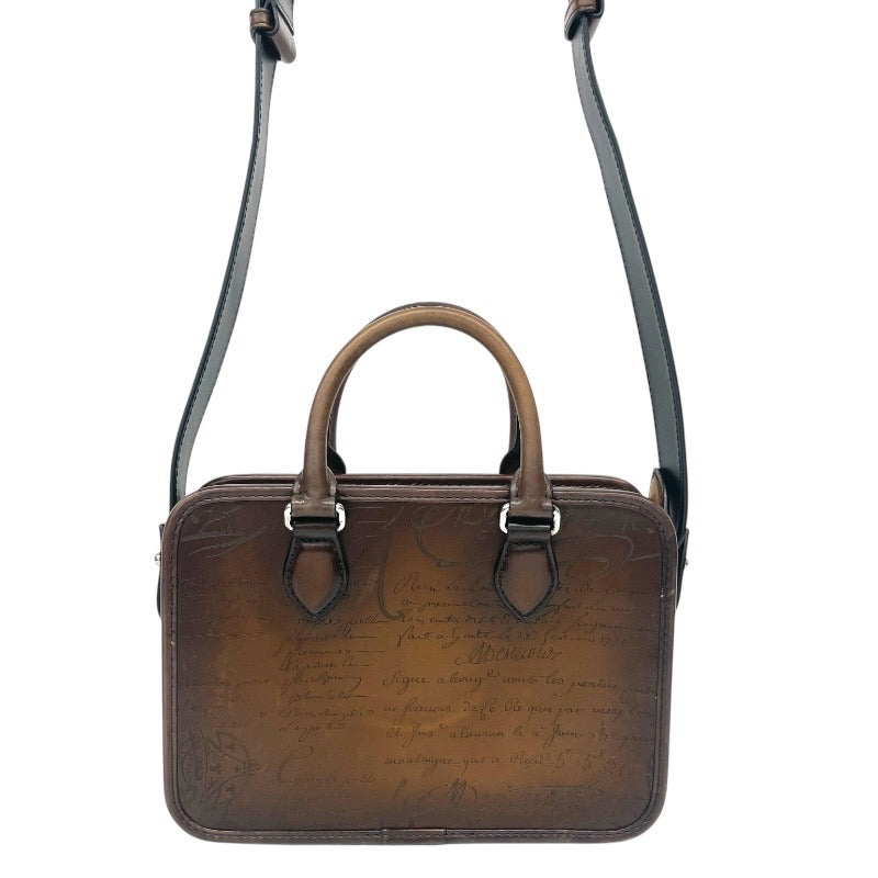 【Berluti】ベルルッティ アンジュール ガリバー ハンドバッグ レザー メンズ 2WAY カリグラフィ ショルダー ブラウン
