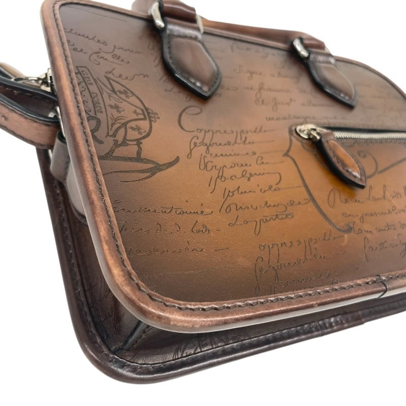【Berluti】ベルルッティ アンジュール ガリバー ハンドバッグ レザー メンズ 2WAY カリグラフィ ショルダー ブラウン