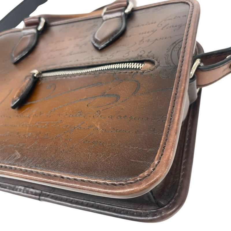 【Berluti】ベルルッティ アンジュール ガリバー ハンドバッグ レザー メンズ 2WAY カリグラフィ ショルダー ブラウン