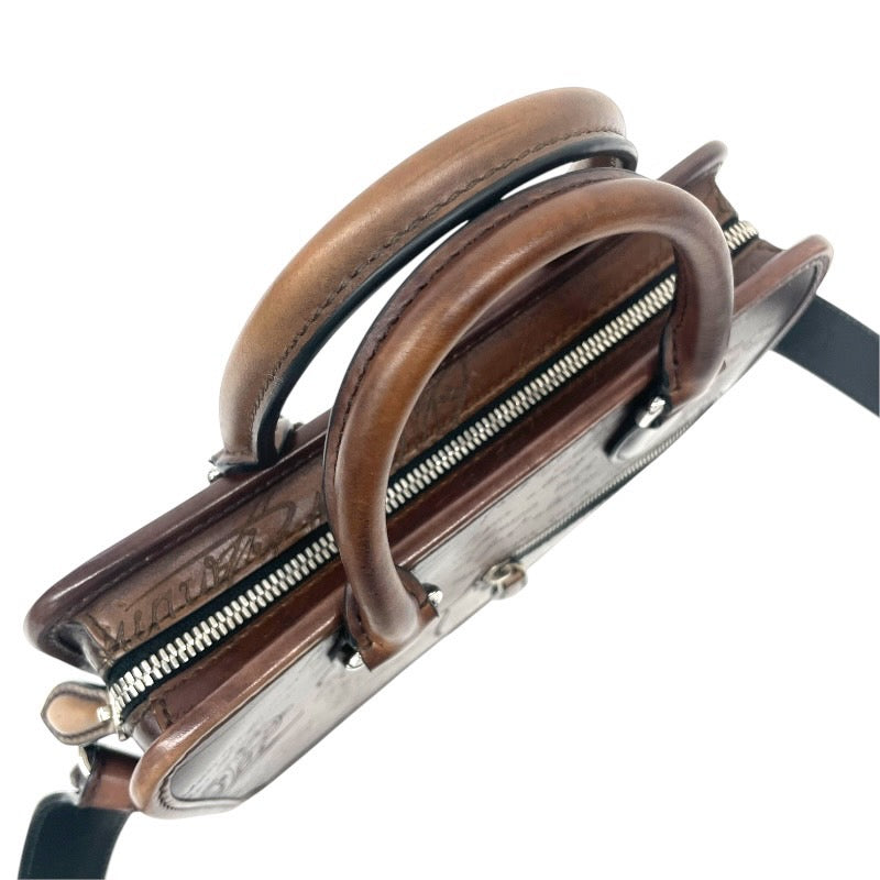 【Berluti】ベルルッティ アンジュール ガリバー ハンドバッグ レザー メンズ 2WAY カリグラフィ ショルダー ブラウン
