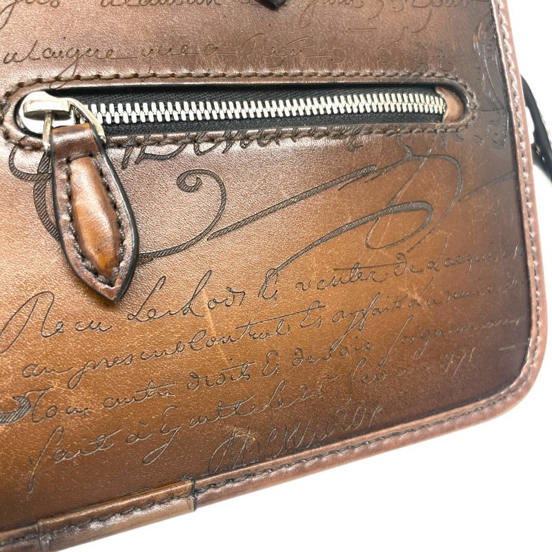 【Berluti】ベルルッティ アンジュール ガリバー ハンドバッグ レザー メンズ 2WAY カリグラフィ ショルダー ブラウン