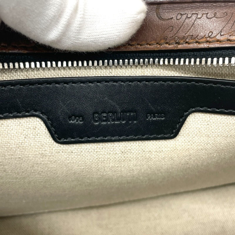 【Berluti】ベルルッティ アンジュール ガリバー ハンドバッグ レザー メンズ 2WAY カリグラフィ ショルダー ブラウン