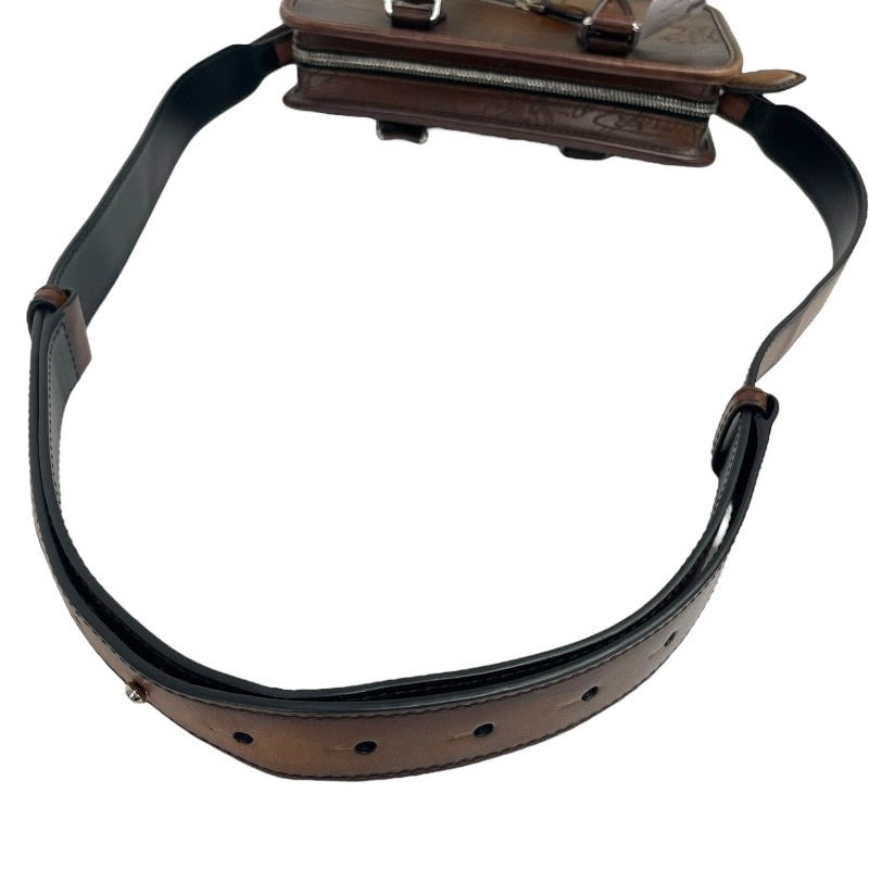 【Berluti】ベルルッティ アンジュール ガリバー ハンドバッグ レザー メンズ 2WAY カリグラフィ ショルダー ブラウン