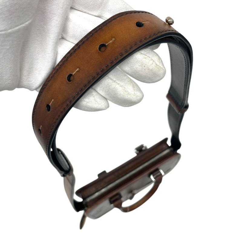 【Berluti】ベルルッティ アンジュール ガリバー ハンドバッグ レザー メンズ 2WAY カリグラフィ ショルダー ブラウン