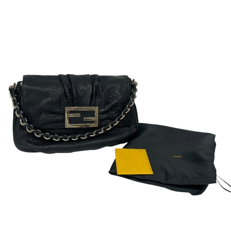 【FENDI】フェンディ マンマ ミア 8BR614 ショルダーバッグ レザー レディース チェーン 黒 ブラック