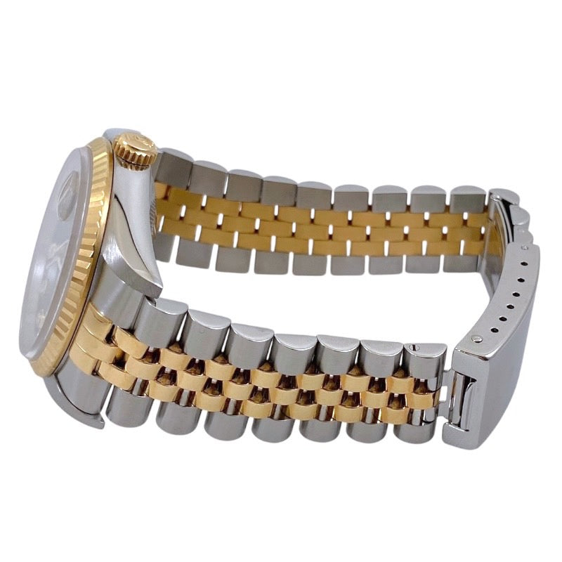 【ROLEX】ロレックス デイトジャスト36 16233G 腕時計 SS/YG メンズ T番 黒文字盤 10P ダイヤモンド