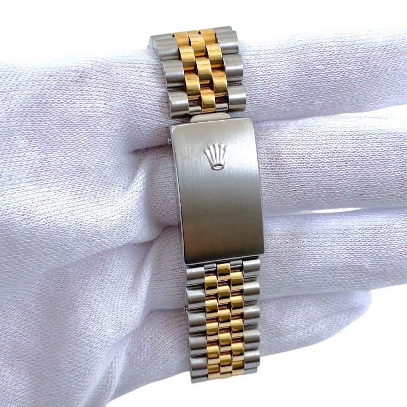 【ROLEX】ロレックス デイトジャスト36 16233G 腕時計 SS/YG メンズ T番 黒文字盤 10P ダイヤモンド