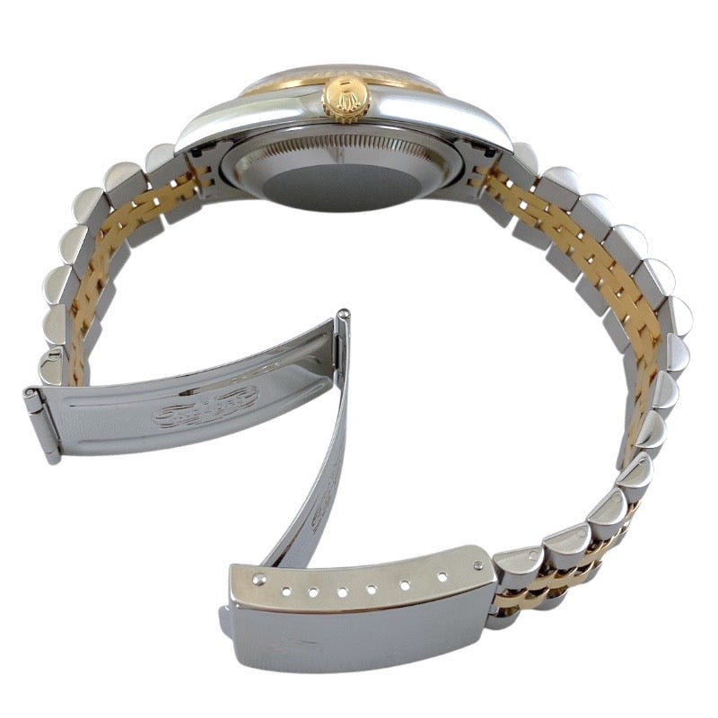 【ROLEX】ロレックス デイトジャスト36 16233G 腕時計 SS/YG メンズ T番 黒文字盤 10P ダイヤモンド