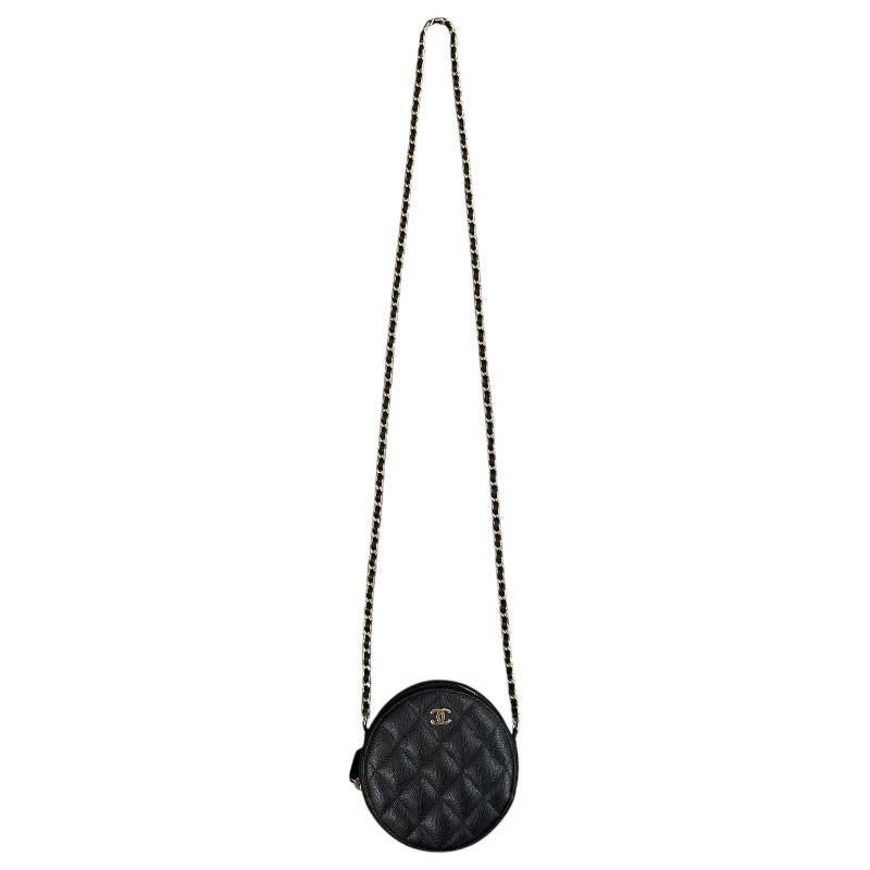 【CHANEL】シャネル マトラッセ AP0245 ショルダーバッグ レディース ラウンド チェーン 黒 キャビアスキン 29番