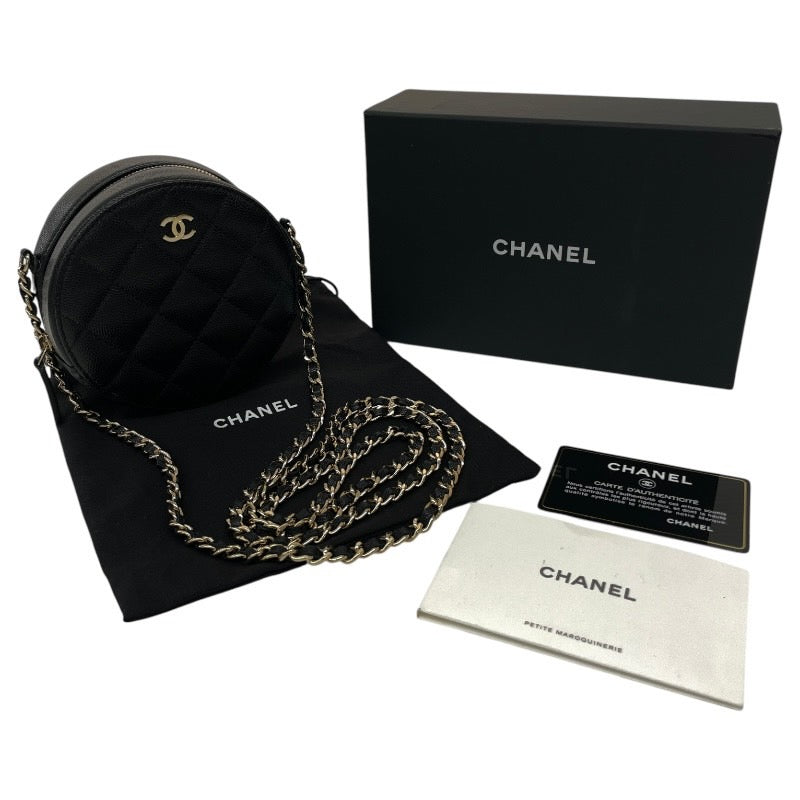 【CHANEL】シャネル マトラッセ AP0245 ショルダーバッグ レディース ラウンド チェーン 黒 キャビアスキン 29番