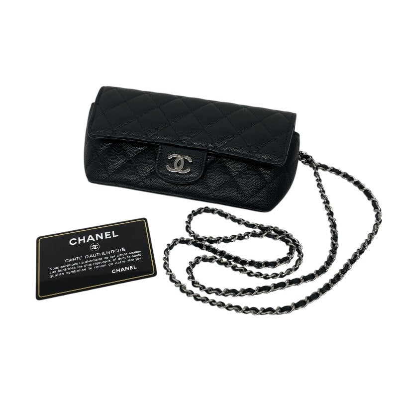 【CHANEL】シャネル マトラッセ アイウェアケース AP2044 ショルダーバッグ レディース 31番 キャビアスキン 黒 ブラック 眼鏡 サングラス