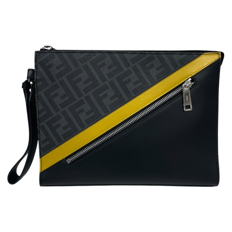 【FENDI】フェンディ ダイアゴナル 7VA491 クラッチバッグ メンズ ポーチ ハンド ズッカ イエロー ブラック