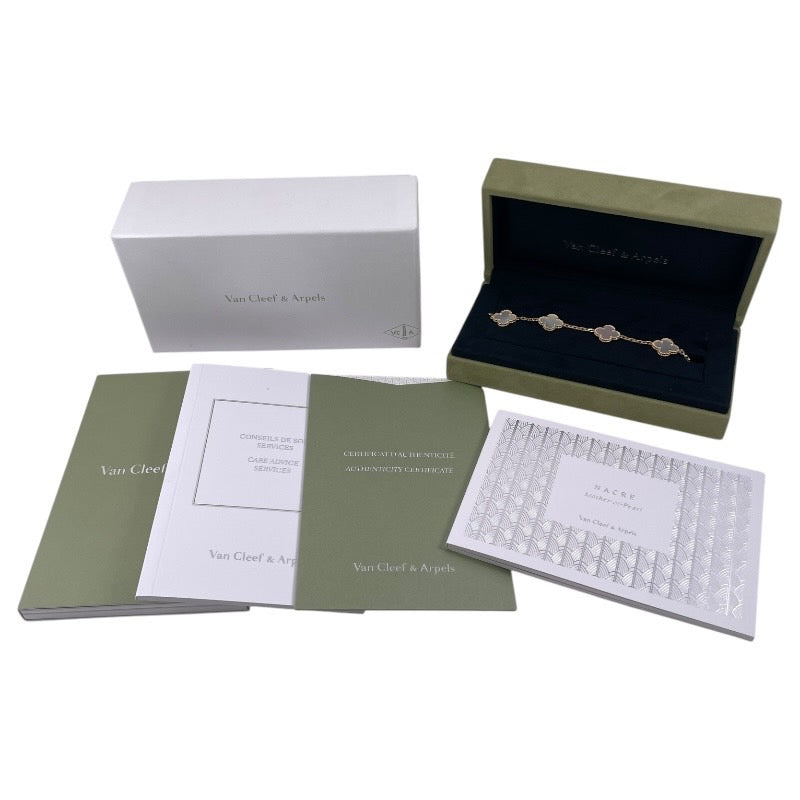 【Van Cleef & Arpels】ヴァンクリーフ&アーペル アルハンブラ 5モチーフ VCARA41800 ブレスレット K18イエローゴールド レディース 750 シェル マザーオブパール 2025年保証書