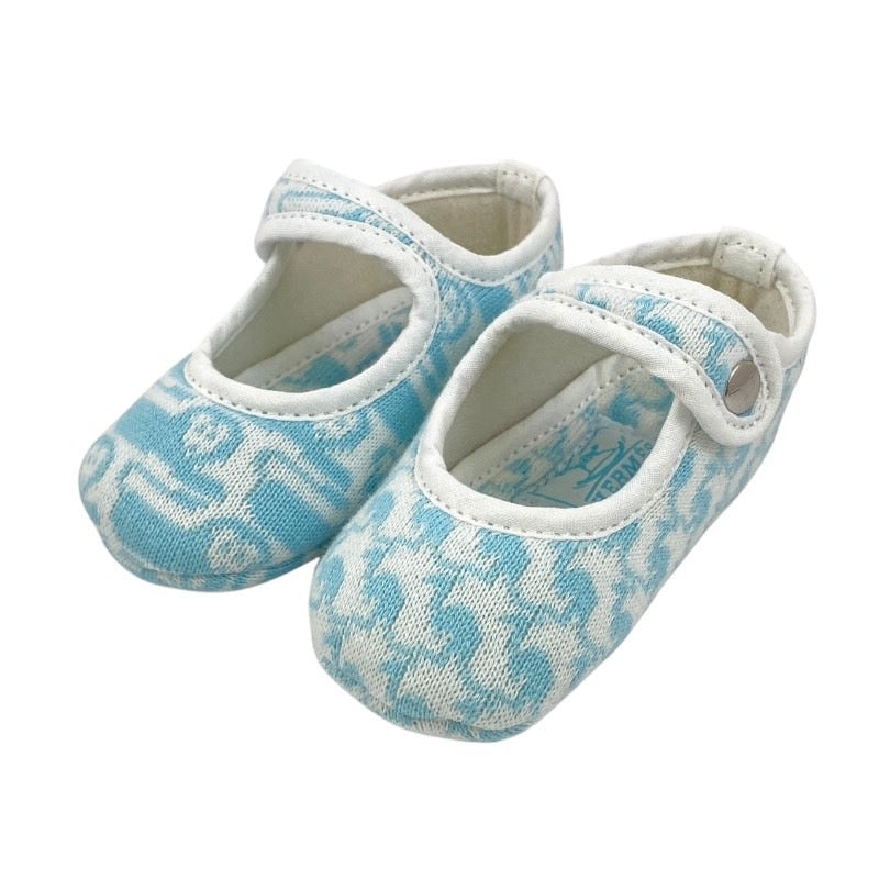 【HERMES】エルメス ベビーシューズ その他靴 キッズ 青 白 ライオン カンガルー