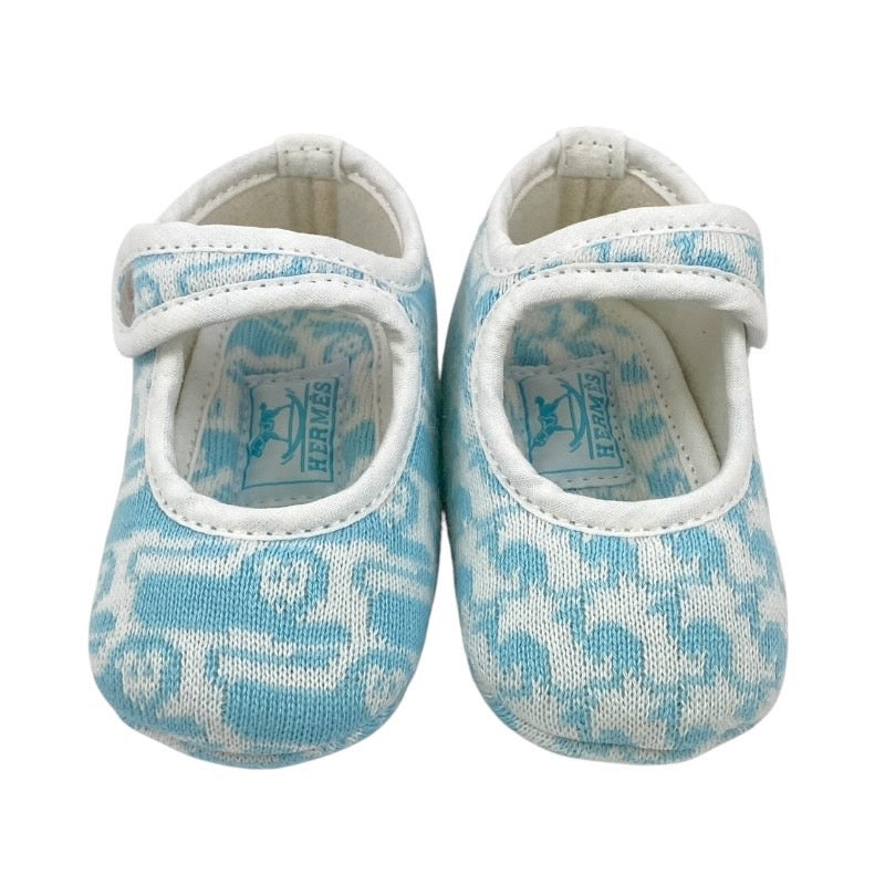 【HERMES】エルメス ベビーシューズ その他靴 キッズ 青 白 ライオン カンガルー