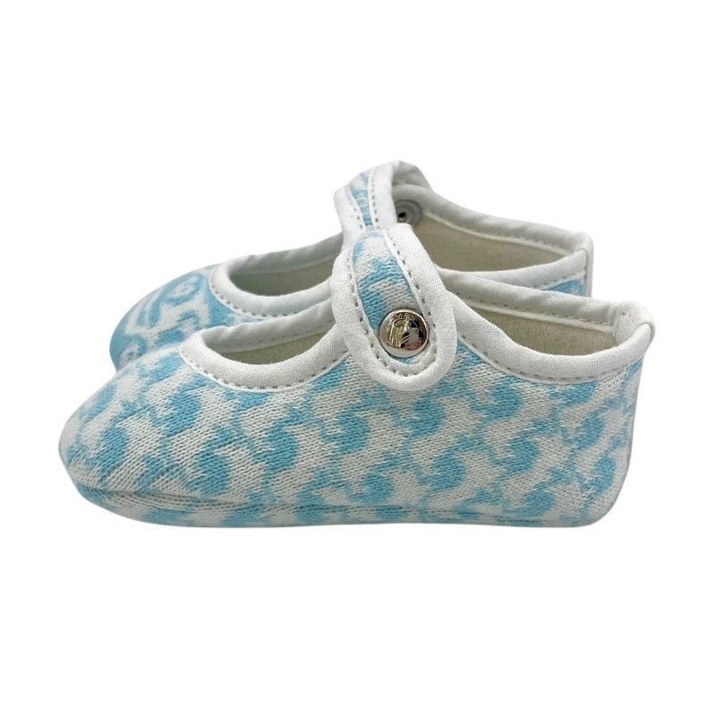【HERMES】エルメス ベビーシューズ その他靴 キッズ 青 白 ライオン カンガルー