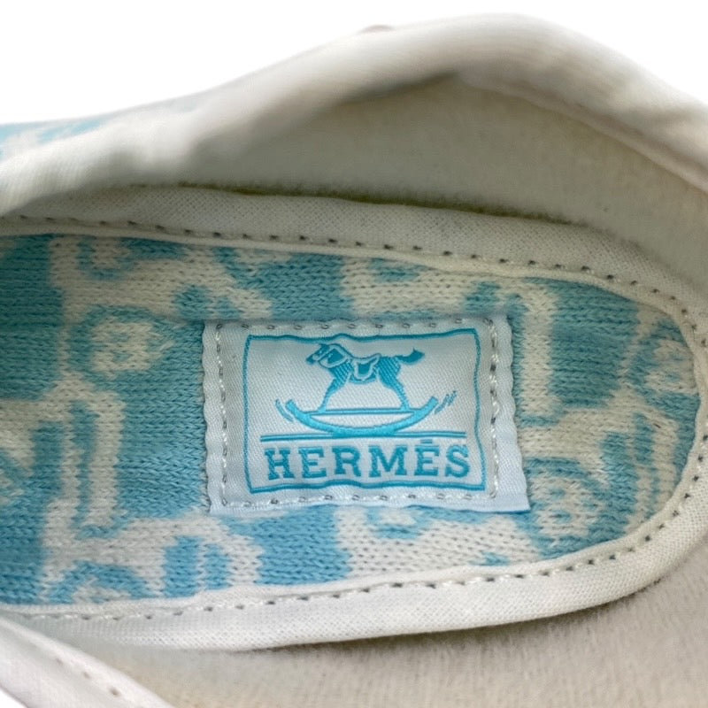 【HERMES】エルメス ベビーシューズ その他靴 キッズ 青 白 ライオン カンガルー